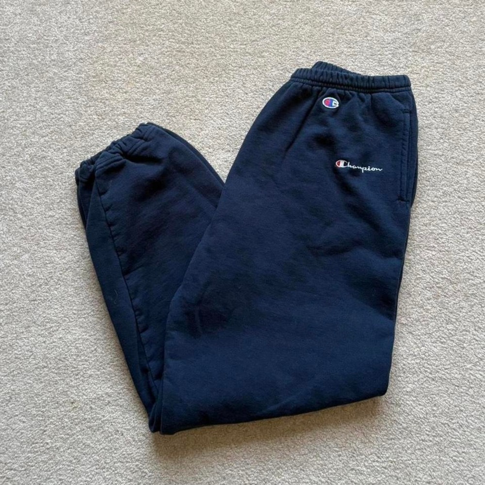 Vintage 90’s Champion Sweatpants w/Embroidered Logo - Navy, Drawstring, XL